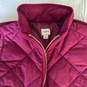 J.Crew quilted vest, magenta/fuschia, NWT, small